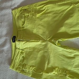 bebe lime green ripped jeans